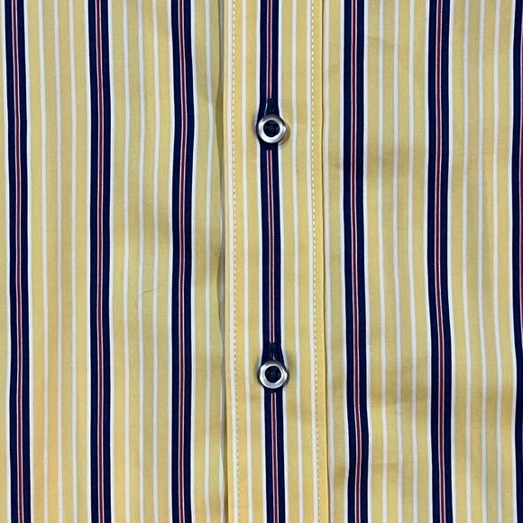 Robert Graham Yellow Striped Button Up Long Sleeve Flip Cuff Shirt - Men's Large - Picture 2 of 10